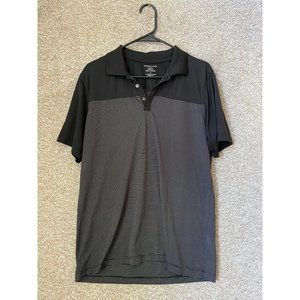 Van Heusen Slim Fit Black Gray Colorblock Polo Shirt Size Medium